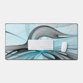 Abstracte antracite grijs blauwe, moderne fractale bureaumat (Keyboard & Muis)