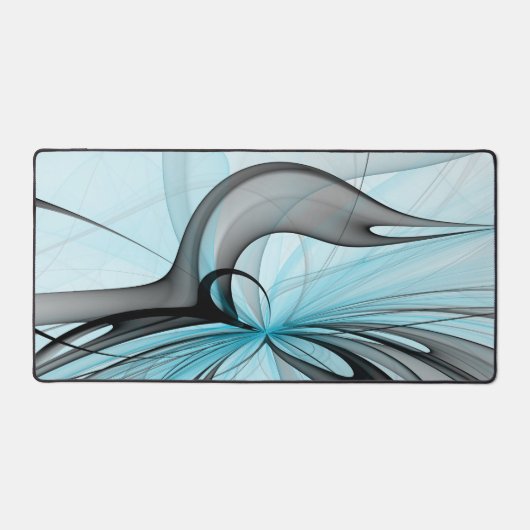 Abstracte antracite grijs blauwe, moderne fractale bureaumat (Voorkant)