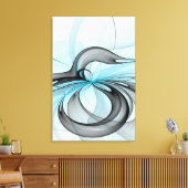 Abstracte antracite grijs blauwe, moderne fractale canvas afdruk (Insitu (Woonkamer))