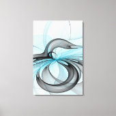Abstracte antracite grijs blauwe, moderne fractale canvas afdruk (Voorkant)