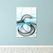 Abstracte antracite grijs blauwe, moderne fractale canvas afdruk (Insitu (Houten vloer))