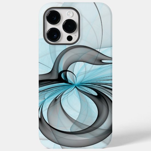 Abstracte antracite grijs blauwe, moderne fractale Case-Mate iPhone case (Achterkant)