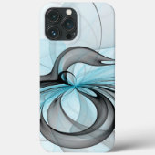 Abstracte antracite grijs blauwe, moderne fractale Case-Mate iPhone case (Achterkant)