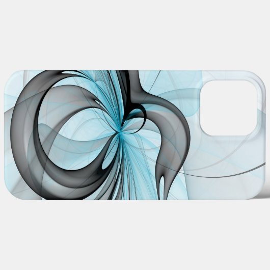 Abstracte antracite grijs blauwe, moderne fractale Case-Mate iPhone case (Achterkant (horizontaal))