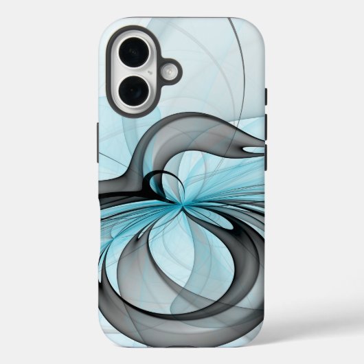 Abstracte antracite grijs blauwe, moderne fractale Case-Mate iPhone case (Achterkant)