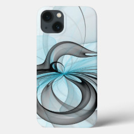 Abstracte antracite grijs blauwe, moderne fractale Case-Mate iPhone case
