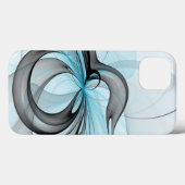 Abstracte antracite grijs blauwe, moderne fractale Case-Mate iPhone case (Achterkant (horizontaal))