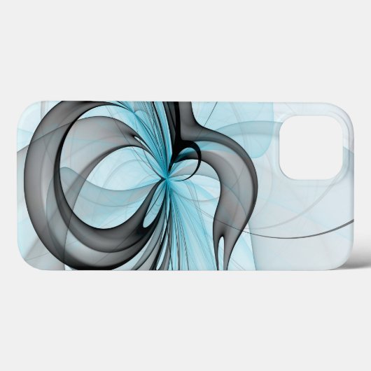 Abstracte antracite grijs blauwe, moderne fractale Case-Mate iPhone case (Achterkant (horizontaal))