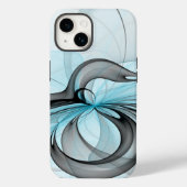 Abstracte antracite grijs blauwe, moderne fractale Case-Mate iPhone case (Achterkant)