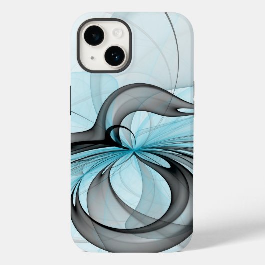 Abstracte antracite grijs blauwe, moderne fractale Case-Mate iPhone case (Achterkant)