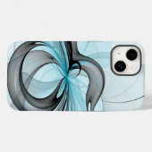 Abstracte antracite grijs blauwe, moderne fractale Case-Mate iPhone case (Achterkant (horizontaal))
