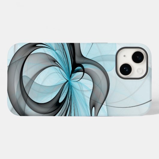 Abstracte antracite grijs blauwe, moderne fractale Case-Mate iPhone case (Achterkant (horizontaal))