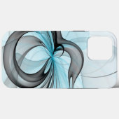 Abstracte antracite grijs blauwe, moderne fractale Case-Mate iPhone case (Achterkant (horizontaal))