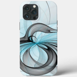 Abstracte antracite grijs blauwe, moderne fractale Case-Mate iPhone case