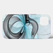 Abstracte antracite grijs blauwe, moderne fractale Case-Mate iPhone case (Achterkant (horizontaal))