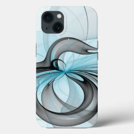 Abstracte antracite grijs blauwe, moderne fractale Case-Mate iPhone case