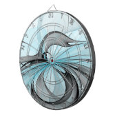 Abstracte antracite grijs blauwe, moderne fractale dartbord (Voorkant Rechts)