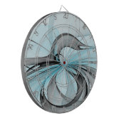 Abstracte antracite grijs blauwe, moderne fractale dartbord (Voorkant Links)