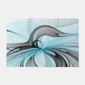 Abstracte antracite grijs blauwe, moderne fractale deurmat (Voorkant)