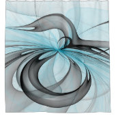 Abstracte antracite grijs blauwe, moderne fractale douchegordijn (Voorkant)