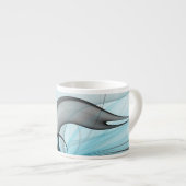 Abstracte antracite grijs blauwe, moderne fractale espresso kop (Voorkant rechts)