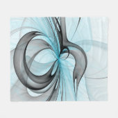 Abstracte antracite grijs blauwe, moderne fractale fleece deken (Voorkant (Horizontaal))
