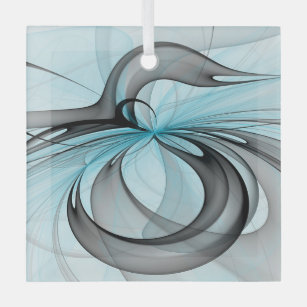 Abstracte antracite grijs blauwe, moderne fractale glas ornament