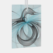 Abstracte antracite grijs blauwe, moderne fractale glas ornament (Voorkant Rechts)