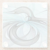 Abstracte antracite grijs blauwe, moderne fractale glazen onderzetter (Achterkant)