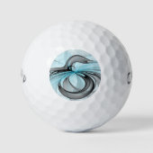 Abstracte antracite grijs blauwe, moderne fractale golfballen (Voorkant)