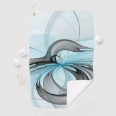 Abstracte antracite grijs blauwe, moderne fractale golfhanddoek (Insitu)