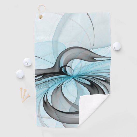 Abstracte antracite grijs blauwe, moderne fractale golfhanddoek (Insitu)