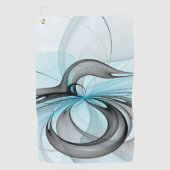 Abstracte antracite grijs blauwe, moderne fractale golfhanddoek (Voorkant)