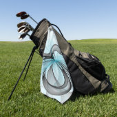 Abstracte antracite grijs blauwe, moderne fractale golfhanddoek (Groen)