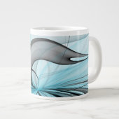 Abstracte antracite grijs blauwe, moderne fractale grote koffiekop (Voorkant rechts)