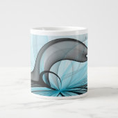 Abstracte antracite grijs blauwe, moderne fractale grote koffiekop (Voorkant)