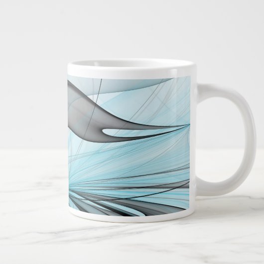 Abstracte antracite grijs blauwe, moderne fractale grote koffiekop (Rechts)