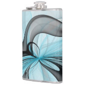 Abstracte antracite grijs blauwe, moderne fractale heupfles (Links)