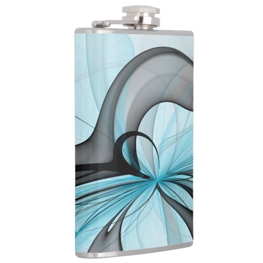 Abstracte antracite grijs blauwe, moderne fractale heupfles (Rechts)