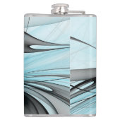 Abstracte antracite grijs blauwe, moderne fractale heupfles (Achterkant)