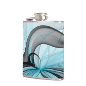 Abstracte antracite grijs blauwe, moderne fractale heupfles (Links)