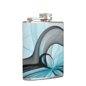 Abstracte antracite grijs blauwe, moderne fractale heupfles (Rechts)