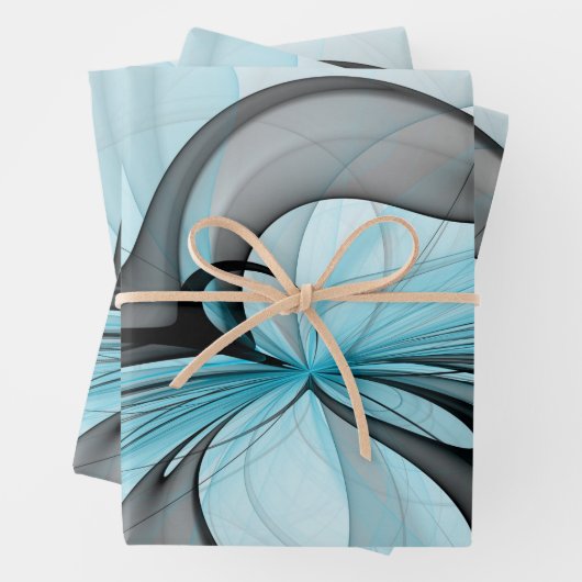 Abstracte antracite grijs blauwe, moderne fractale inpakpapier vel (In situ)