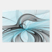 Abstracte antracite grijs blauwe, moderne fractale inpakpapier vel (Voorkant)