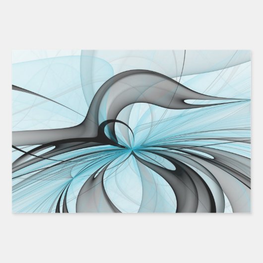 Abstracte antracite grijs blauwe, moderne fractale inpakpapier vel (Voorkant)