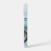 Abstracte antracite grijs blauwe, moderne fractale iPhone 15 case (Linkerkant)