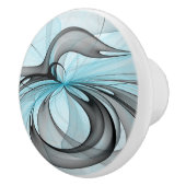 Abstracte antracite grijs blauwe, moderne fractale keramische knop (Rechts)