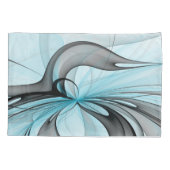 Abstracte antracite grijs blauwe, moderne fractale kussensloop (Achterkant)