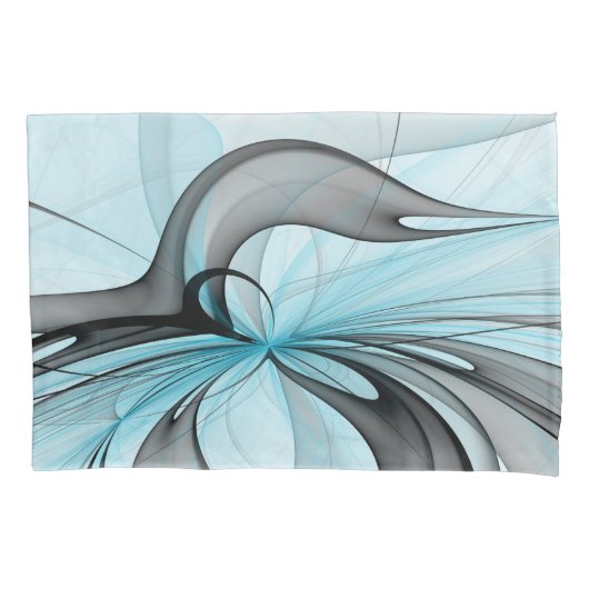 Abstracte antracite grijs blauwe, moderne fractale kussensloop (Voorkant)