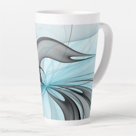 Abstracte antracite grijs blauwe, moderne fractale latte mok